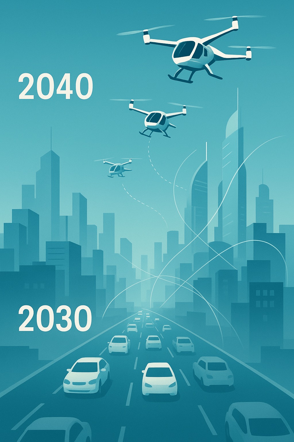 Timeline 2030–2040: The decade ground grids emptied, productivity skyrocketed, and urban life expanded upward