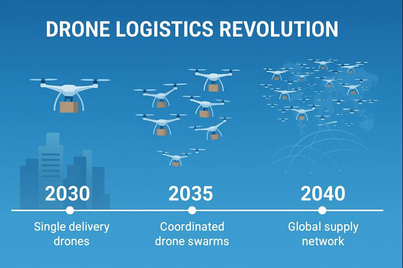 Timeline 2030–2040: The decade skies became highways for goods, supply chains unbreakable, and response times godlike